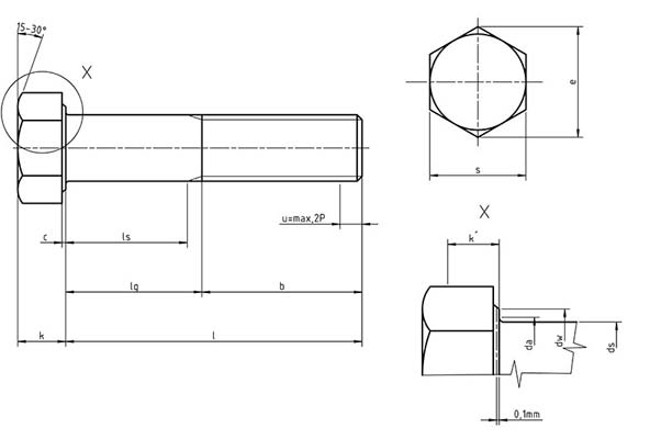 UNI 5737 Hexagon Head Bolts With Shank