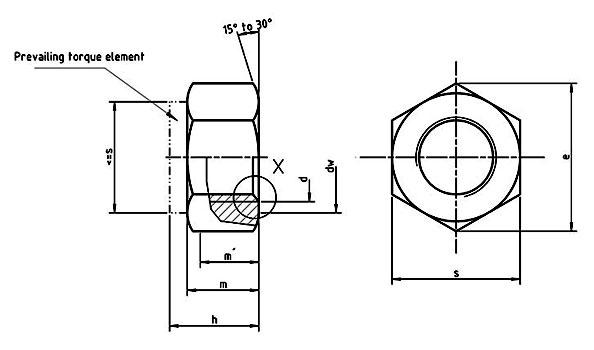 DIN 6924 Hexagon Nuts With Klamm Part, Non-Metallic Insert