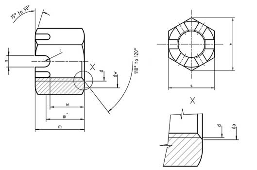 UNI 5593 Hexagon Slotted Castle Nuts UNI 5593 Hexagon Slotted Castle Nuts
