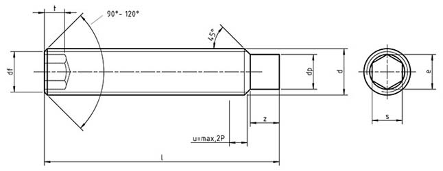 DIN 915 Hexagon socket set screws with full dog point